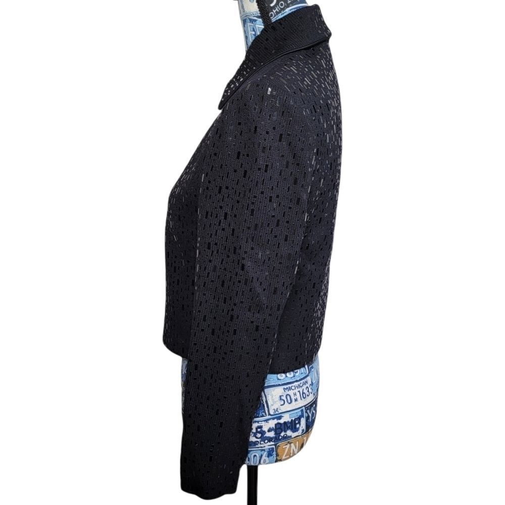 Rare St.John Evening Marie Gray Sequin Cardigan Zip-Up pailette Black 4 knit - Picture 8 of 13